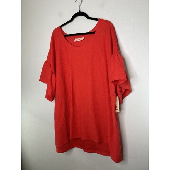 EVRI Red Tunic 3/4 Bell Sleeve Top Women’s Size 3X NWT - Picture 3 of 13